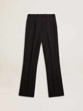 Pantalones suaves de mujer en azul oscuro, de mezcla de lana