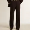 Pantalones suaves de mujer en azul oscuro, de mezcla de lana