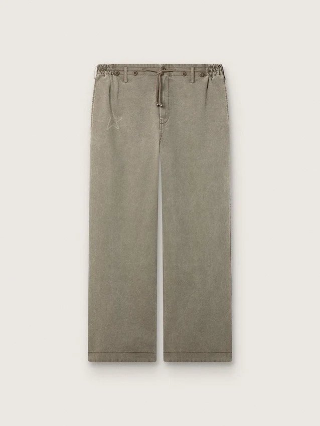 Pantalones unisex de denim gris con cordón y estrella