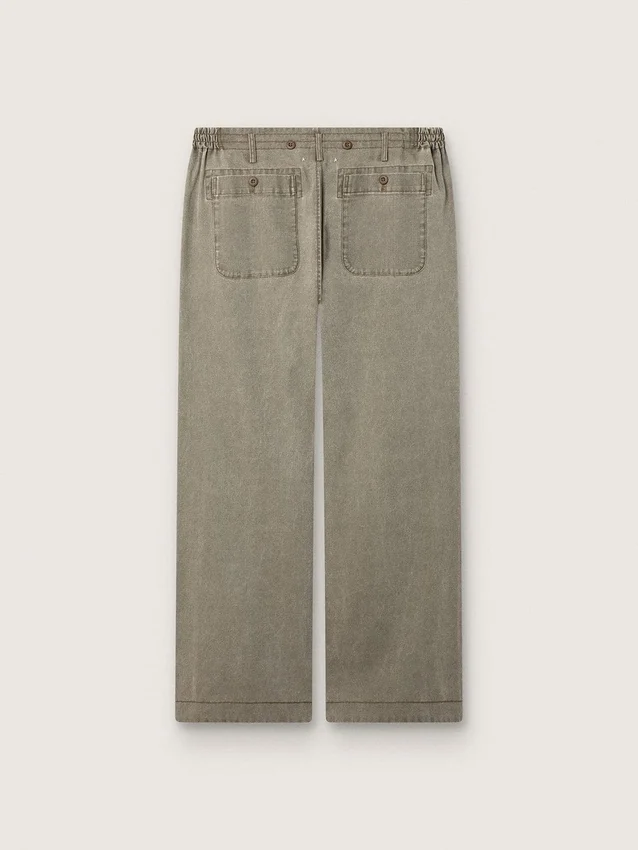 Pantalones unisex de denim gris con cordón y estrella