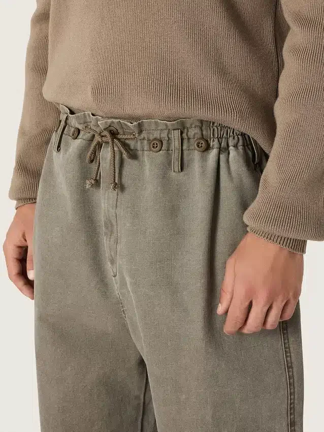 Pantalones unisex de denim gris con cordón y estrella
