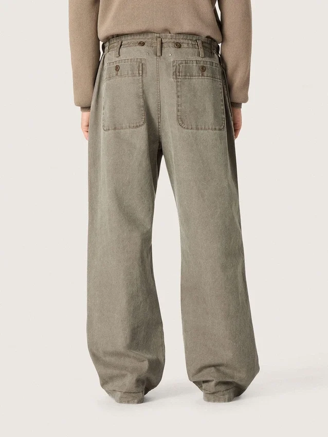 Pantalones unisex de denim gris con cordón y estrella