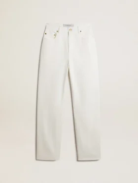 Pantalones vaqueros de algodón de color blanco óptico para mujer