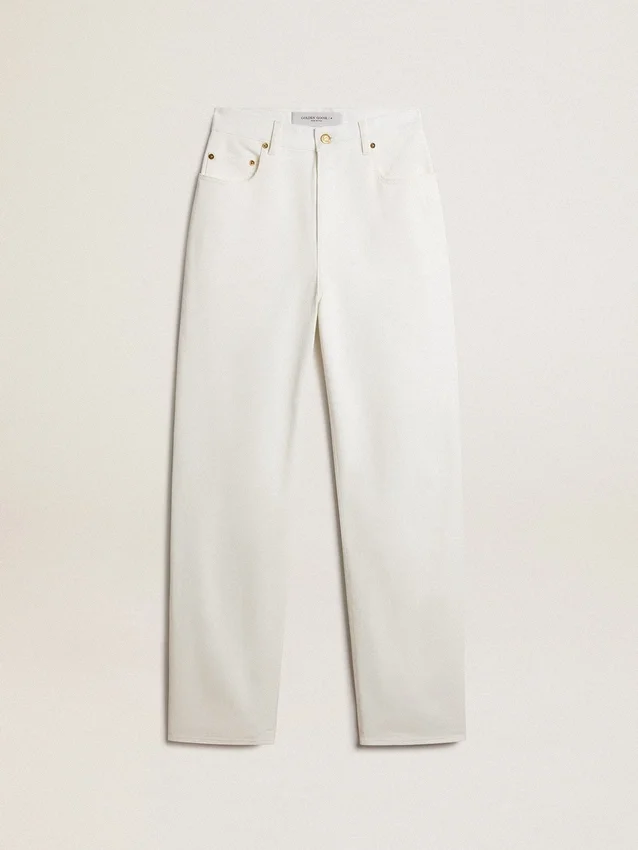 Pantalones vaqueros de algodón de color blanco óptico para mujer