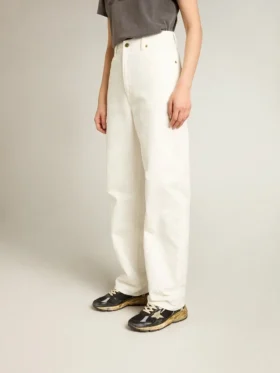 Pantalones vaqueros de algodón de color blanco óptico para mujer