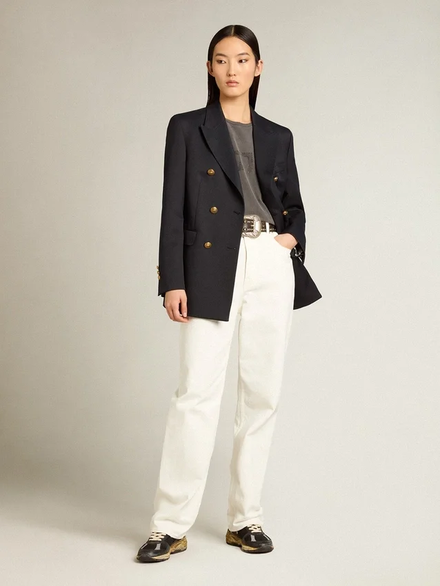 Pantalones vaqueros de algodón de color blanco óptico para mujer