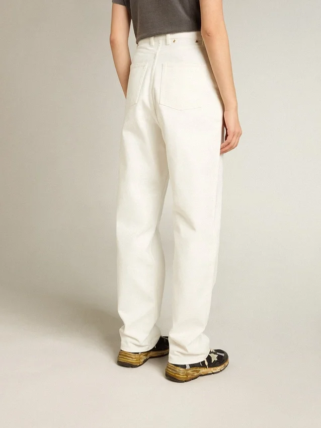 Pantalones vaqueros de algodón de color blanco óptico para mujer