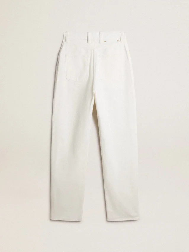Pantalones vaqueros de algodón de color blanco óptico para mujer