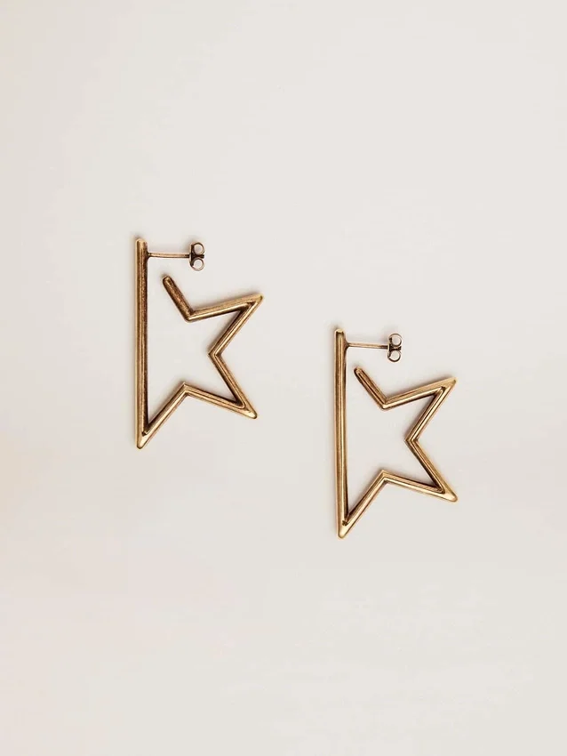 Pendientes con colgante de estrella para mujer en color oro antiguo