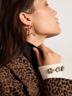 Pendientes con colgante de estrella para mujer en color oro antiguo