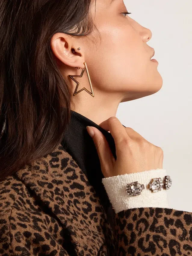 Pendientes con colgante de estrella para mujer en color oro antiguo