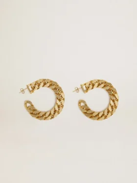 Pendientes de aro con eslabones trenzados en color oro antiguo