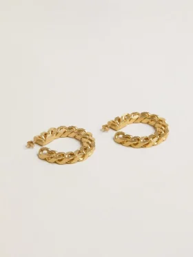 Pendientes de aro con eslabones trenzados en color oro antiguo