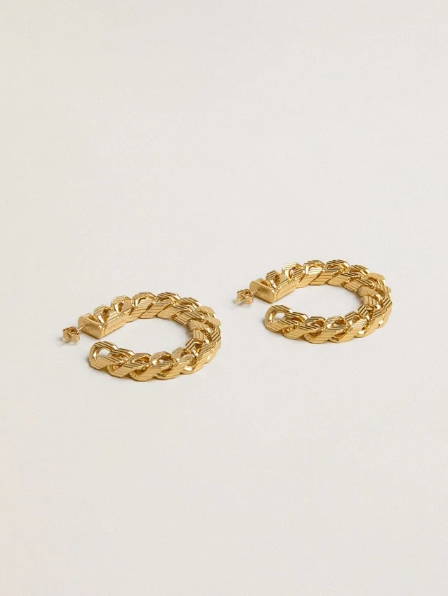 Pendientes de aro con eslabones trenzados en color oro antiguo