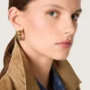 Pendientes de aro con tachuelas en color oro antiguo