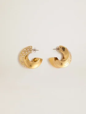Pendientes de aro dorados con cristales