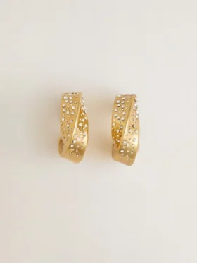 Pendientes de aro dorados con cristales