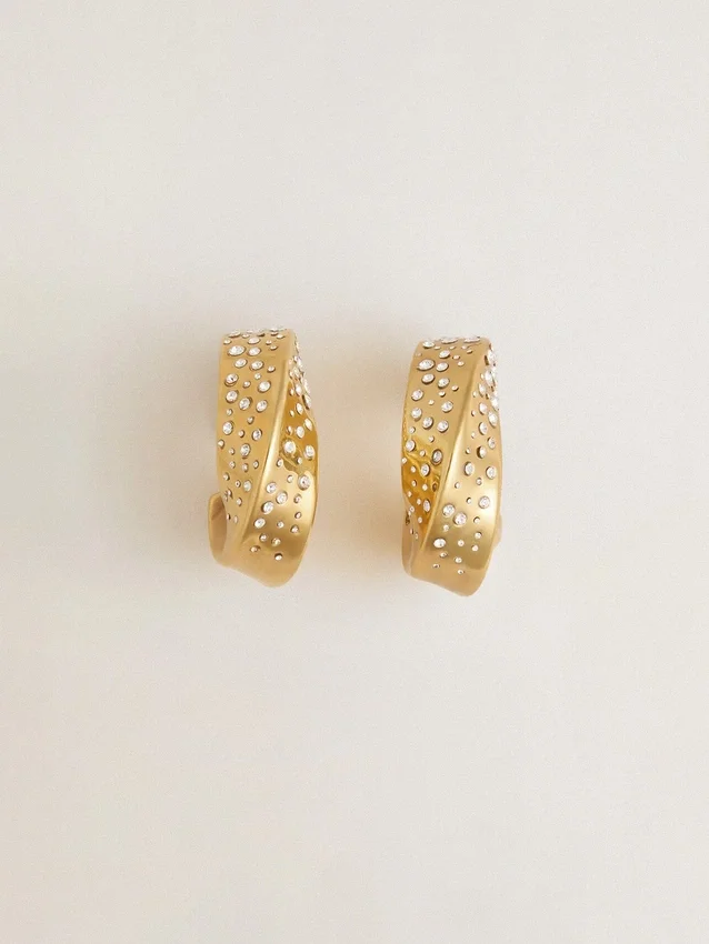 Pendientes de aro dorados con cristales