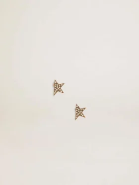 Pendientes de botón para mujer en color oro antiguo con cristales
