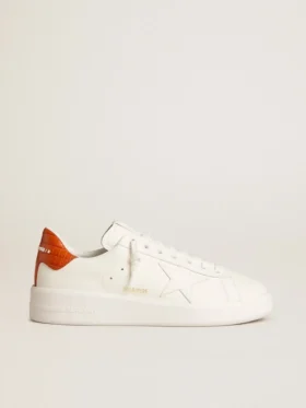 Purestar para hombre con estrella de piel blanca y lengüeta del talón naranja