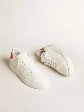 Purestar para hombre con estrella de piel blanca y lengüeta del talón naranja