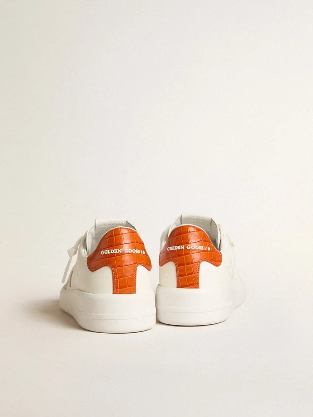 Purestar para hombre con estrella de piel blanca y lengüeta del talón naranja
