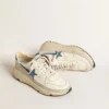 Running Sole en napa con estrella de piel azul e inserción de ante