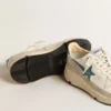 Running Sole en napa con estrella de piel azul e inserción de ante
