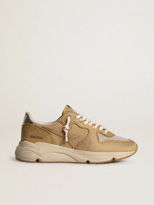 Running Sole en nubuck beige con estrella de piel beige