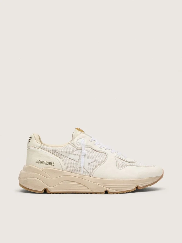 Running Sole para hombre con malla y napa blanca