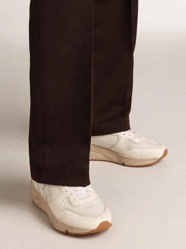 Running Sole para hombre con malla y napa blanca