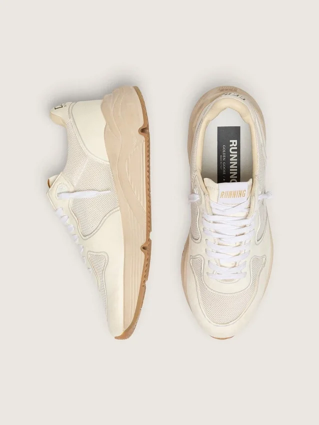 Running Sole para hombre con malla y napa blanca