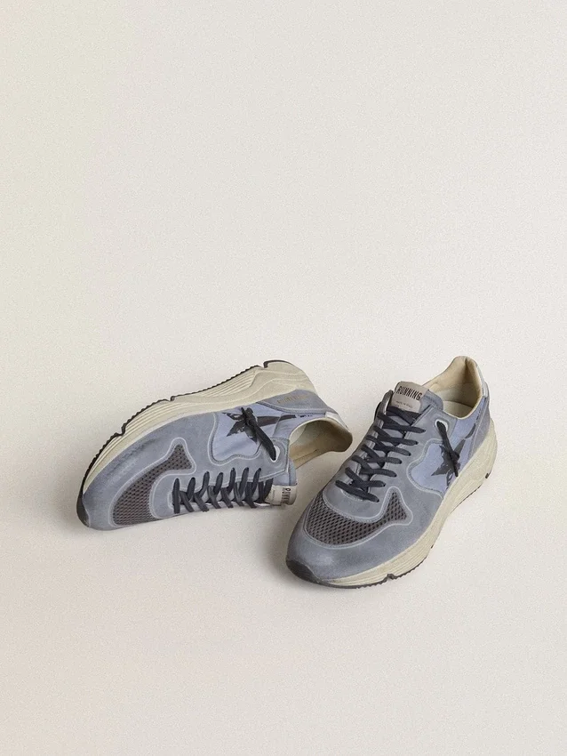 Running Sole para hombre en nailon azul claro y nubuck con estrella negra