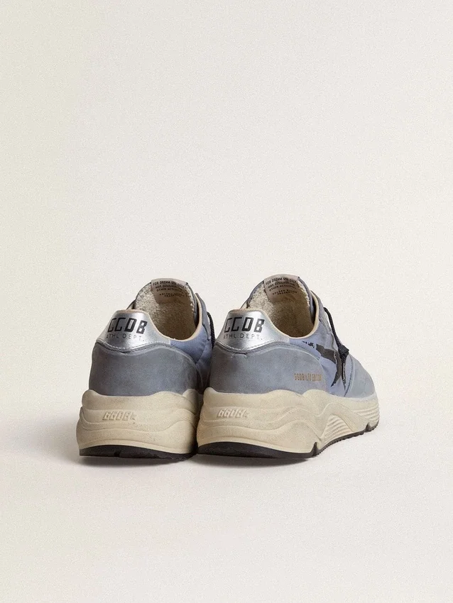 Running Sole para hombre en nailon azul claro y nubuck con estrella negra