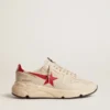 Running Sole para hombre en piel napa gris «morn» con estrella y lengüeta del talón de piel napa roja