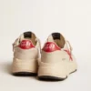 Running Sole para hombre en piel napa gris «morn» con estrella y lengüeta del talón de piel napa roja