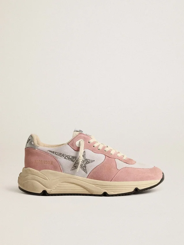 Running Sole para mujer en malla gris y ante con estrella plateada brillante