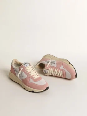 Running Sole para mujer en malla gris y ante con estrella plateada brillante