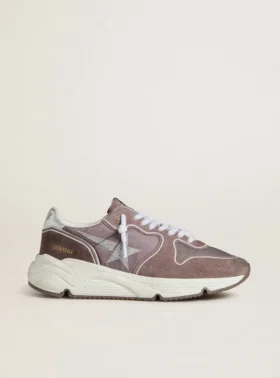 Running Sole para mujer en nailon y ante color lavanda con estrella estampada y lengüeta trasera de piel plateada