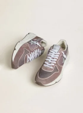 Running Sole para mujer en nailon y ante color lavanda con estrella estampada y lengüeta trasera de piel plateada