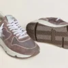 Running Sole para mujer en nailon y ante color lavanda con estrella estampada y lengüeta trasera de piel plateada