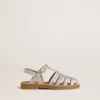 Sandalias Maxime Junior en microbrillo plateado