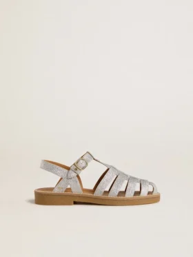 Sandalias Maxime Young en microbrillo plateado
