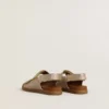 Sandalias Noa Junior en microbrillo y piel platino