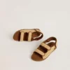 Sandalias Noa Junior en rafia beige y piel marrón