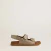 Sandalias Noa Young en microbrillo y piel platino
