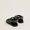 Sandalias Noa Junior en piel negra desgastada