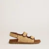 Sandalias Noa Young en rafia beige y piel marrón