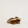 Sandalias Noa Young en rafia beige y piel marrón