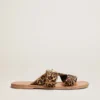 Sandalias planas Margaret para mujer en piel de potro con estampado de leopardo
